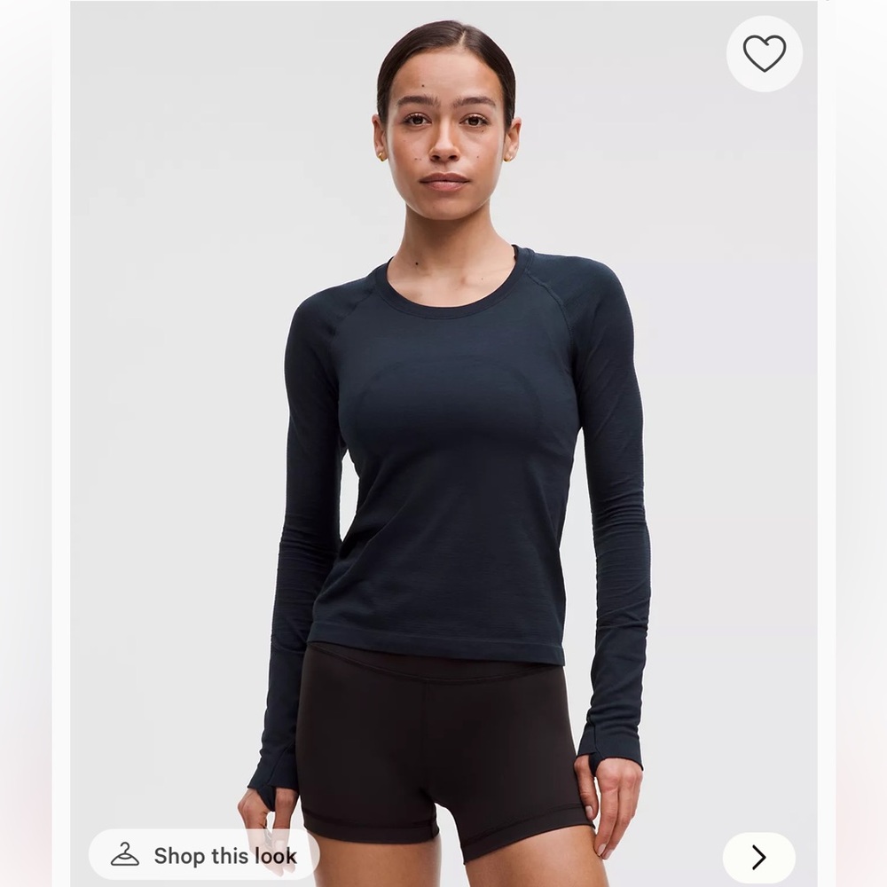 Lululemon Swiftly Tech Long Sleeve 2.0 Waist Length Black Top, Size 8-10